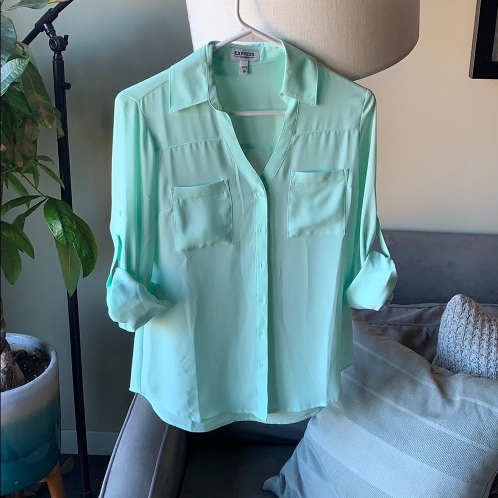 Express mint sheer collared button up size xs